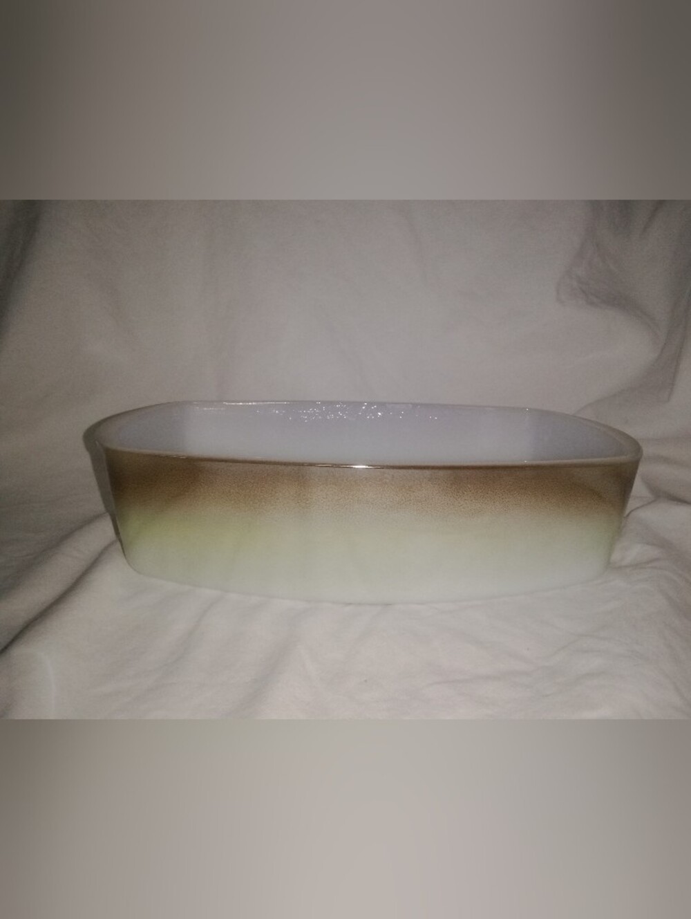 Vintage Federal Glass Mesa Moss Bread Loaf Pan 9 3/4" Long 5 1/4" Wide